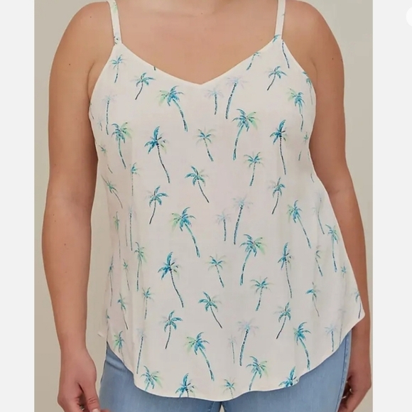 Torrid Summer Palm Tree Ava Rayon Slub Cami Size 2X - Picture 8 of 9